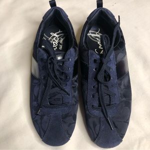 Coach Hadley Navy blue suede and canvas signature C flat sneakers